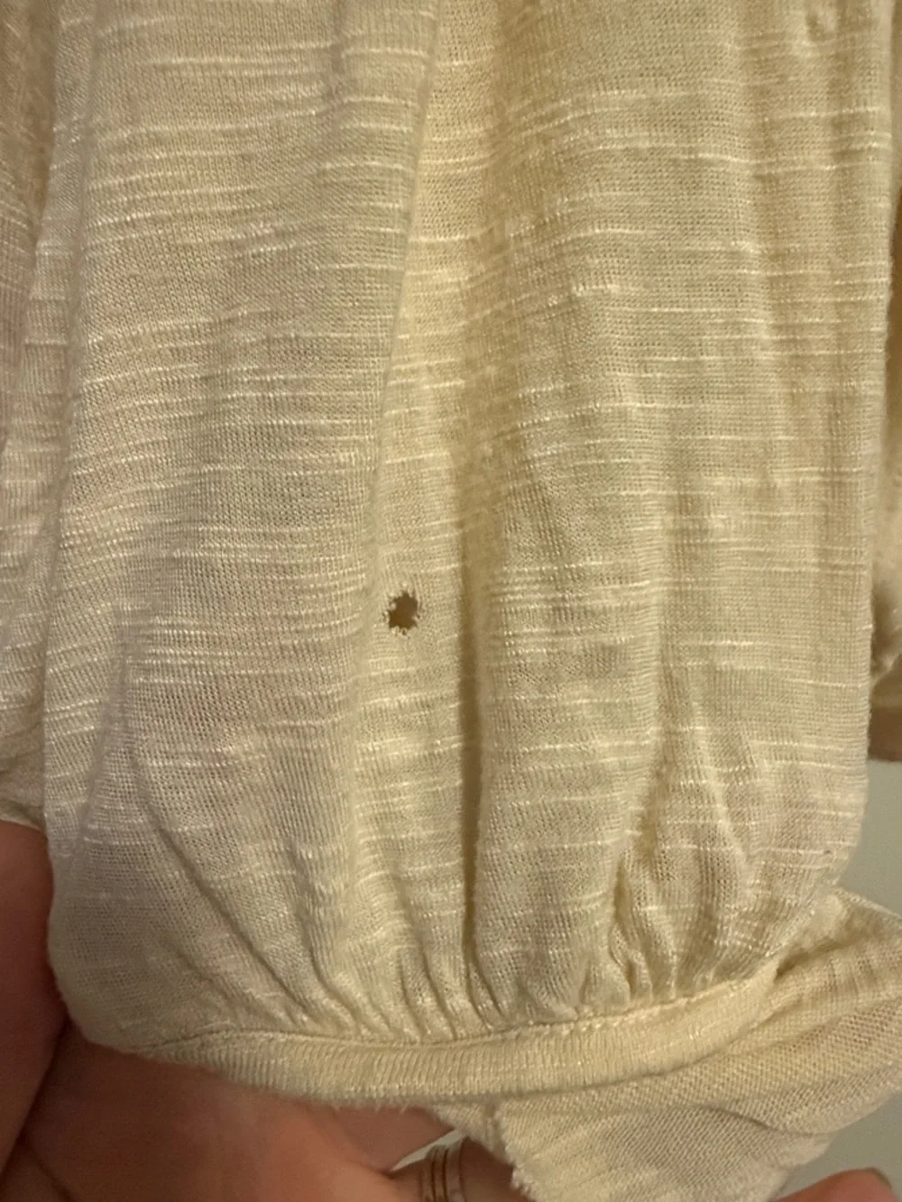 Free People Cream Boho Smocked-Neck Tunic